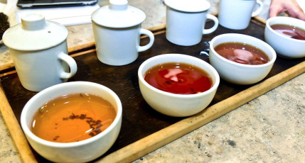 A tea tasting involves herbal teas of a variety of colors and flavors. In 1969 the first tea garden was established in the Indian state of Sikkim and since then the industry has grown quite substantially © Alena2909