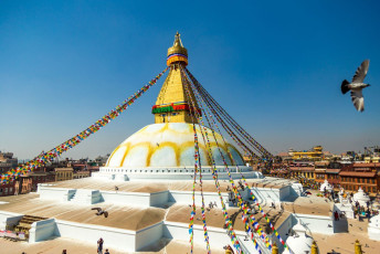 Boudhanath Stupa’s massive mandala makes it one of the largest spherical stupas in the world. It has more than fifty Tibetan monasteries around it ©  Vaganundo_Che