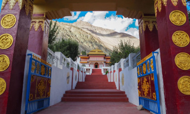 Samstanling Gompa in the village of Sumur, Nubra Valley, is a perfect example of the Tibetan Buddhist style of architecture © Nipshutter