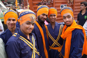 A young group of Sikhs attend the Guru Nanak Gurpurab which marks the birth of the first Sikh Guru, Guru Nanak Dev and is a grand celebration in Amritsar, Punjab, India © Don Mammo