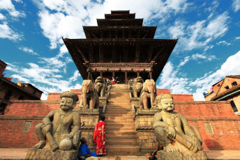 Picturesque impressions of the historic Buddhist statue of Bhaktapur Square, Kathmandu (aka the City of the Devotees) in Nepal © theJim999