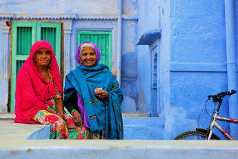 Two Indian women from the Blue city of Jodhpur. @ Dp Photography