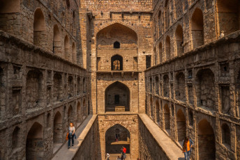 The Agrasen ki Baoli in New Delhi is an ancient 239 ft./60 m long stepwell standing 108 steps deep. There is a remarkable drop in temperature as one descends - Photo By  shalender