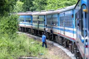 The railway line between Anuradhapura and Jaffna has only recently been reinstated after the Civil War and now runs every four hours, Sri Lanka © Thomas Wyness