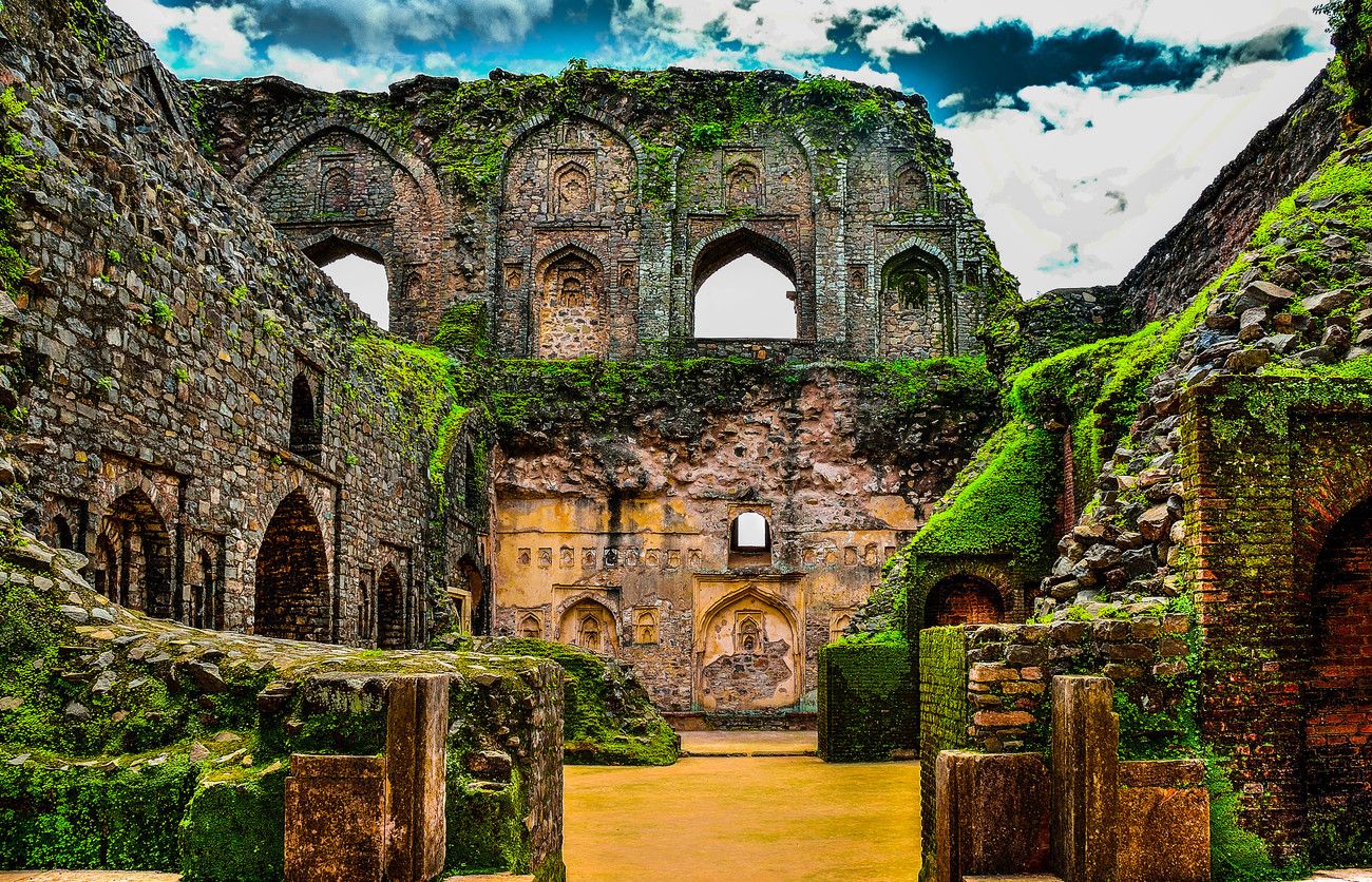 The ruins of a structure as yet unidentified, form part of the royal residence, Mandu