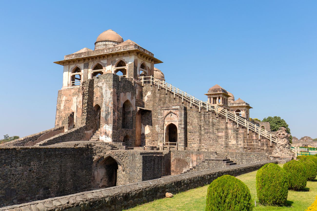 Jahaz Mahal with the steps leading up to the terrace Mandu