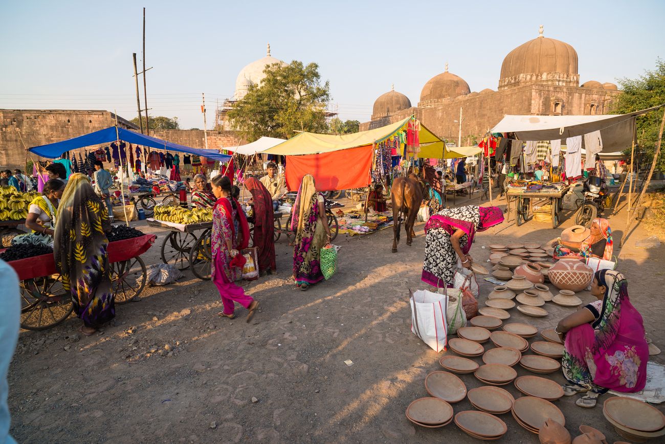 Tribal markets in Mandu are held near the old mosque and Islamic heritage