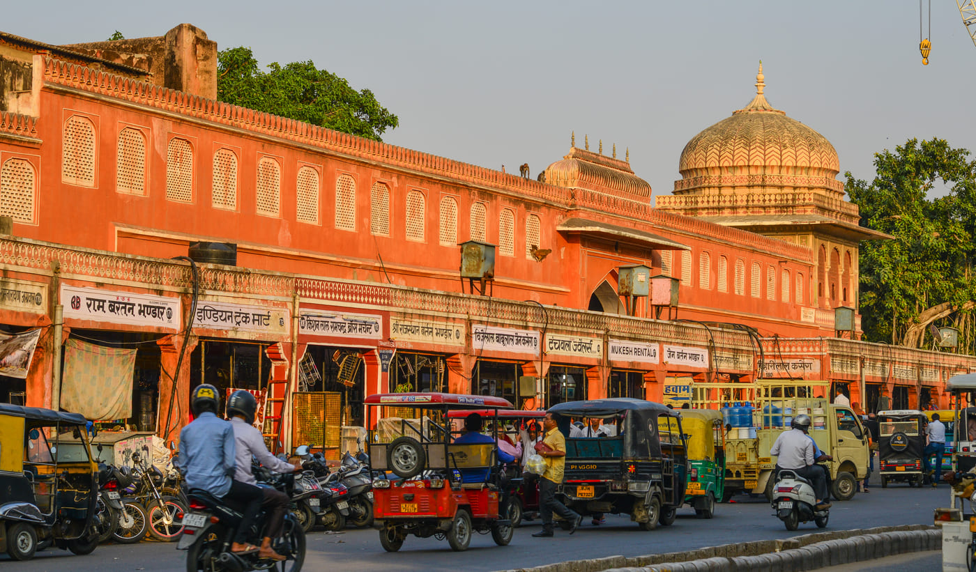 Street of Jaipur, India. Jaipur is the capital and the largest city of Rajasthan State, India 