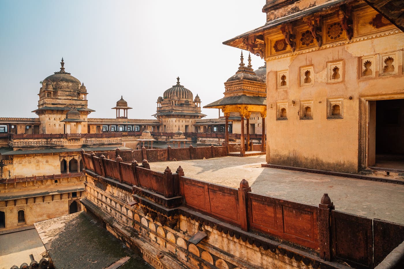 The ancient ruins of the Jahangir Palace at the Orchha Fort complex stand tall despite years of being out of use 