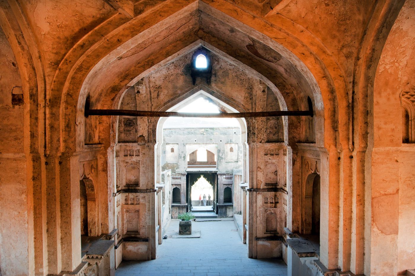 The beautiful and mesmerizing entrance of the Chaturbhuj temple in Orchha, Madhya Pradesh. Dedicated to Lord Vishnu, the grand Hindu temple was built in 1875 by Raja Madhukar 