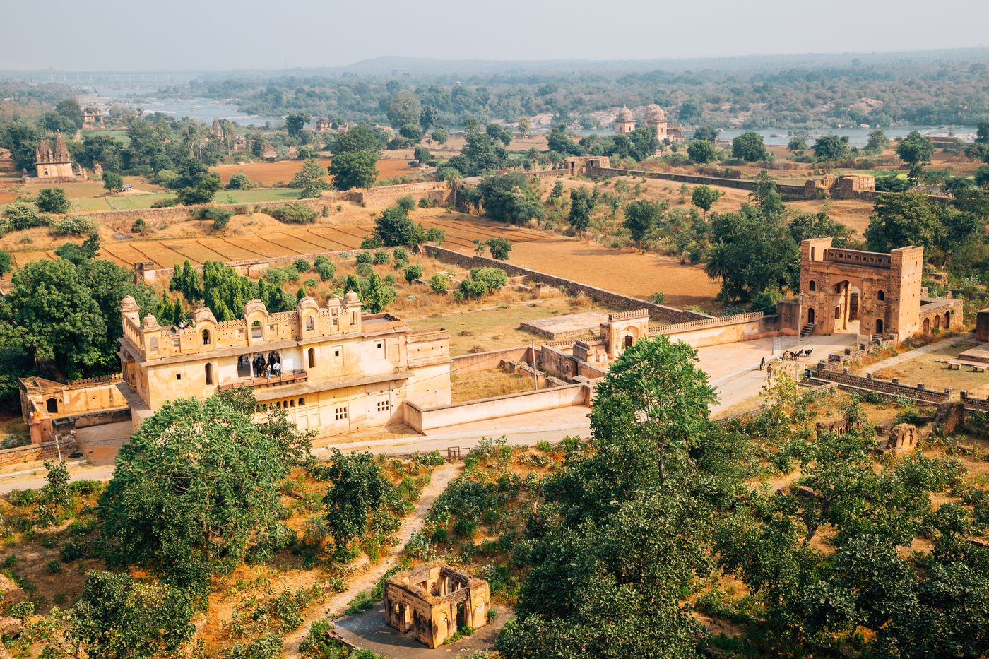 A rear view of the Rai Praveen palace, Orchha 