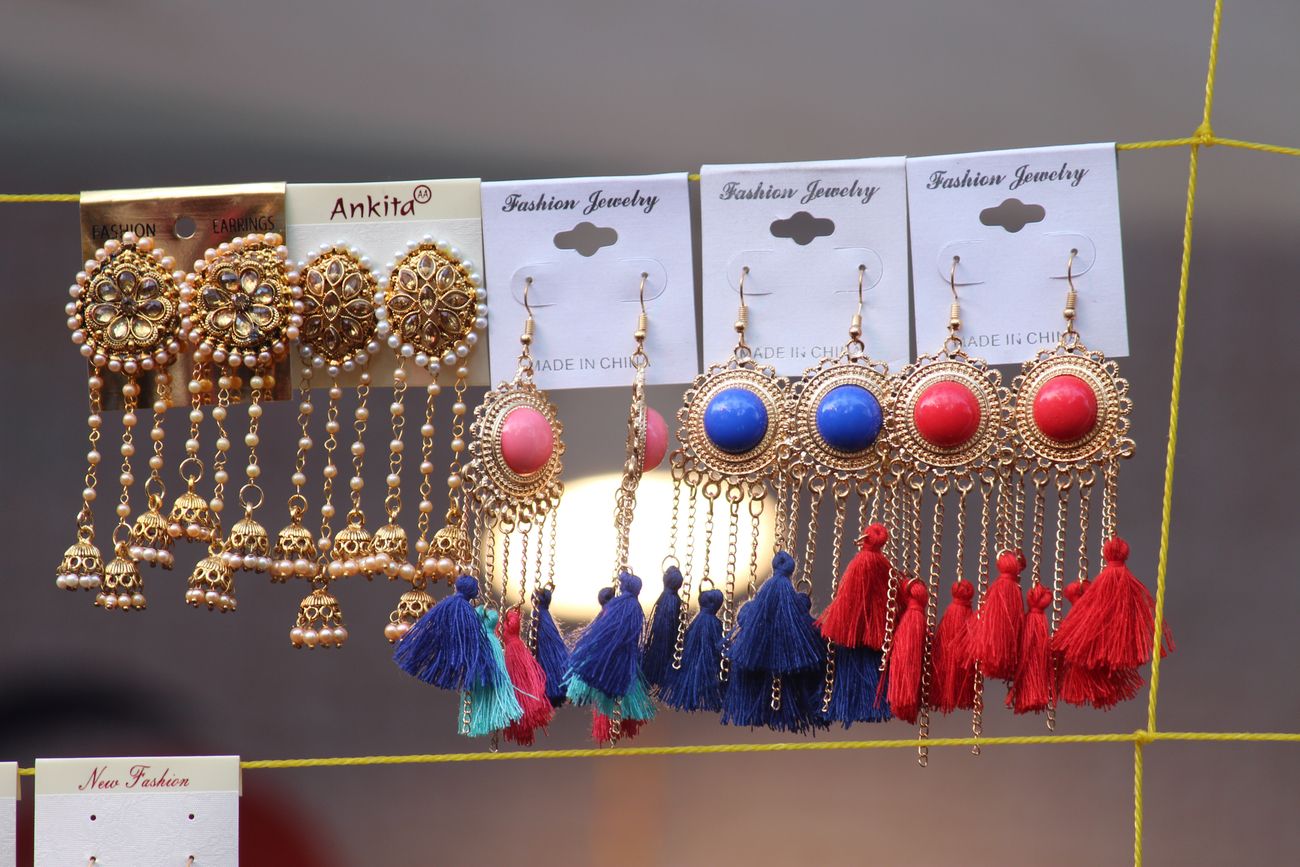 Colorful and beautiful earrings at this annual multi-cultural festival which has been celebrating visual arts, music, dance, theater, & the city's urban heritage at the Kala Ghoda Arts Festival 