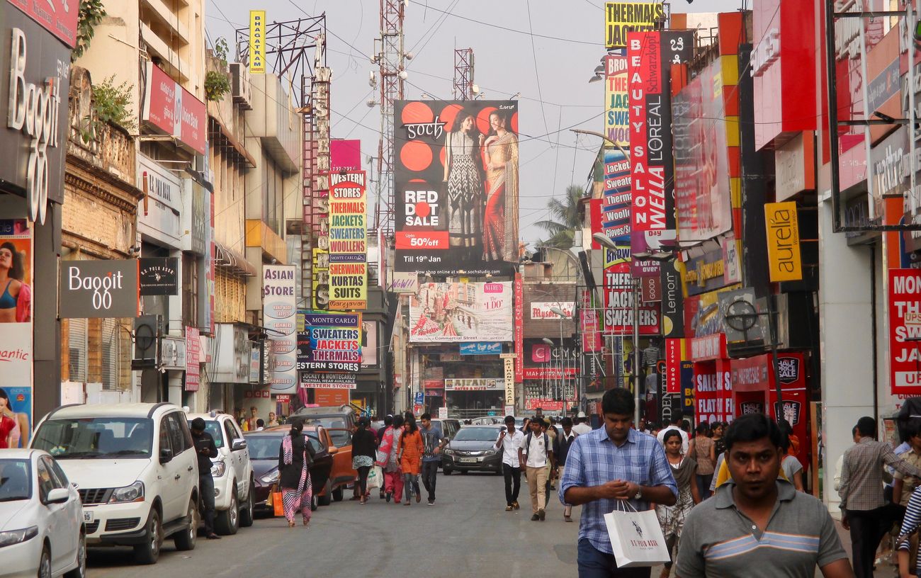 Malls may be the new focus of consumerism, but traditional shopping areas such as Brigade Road continue to attract hordes 