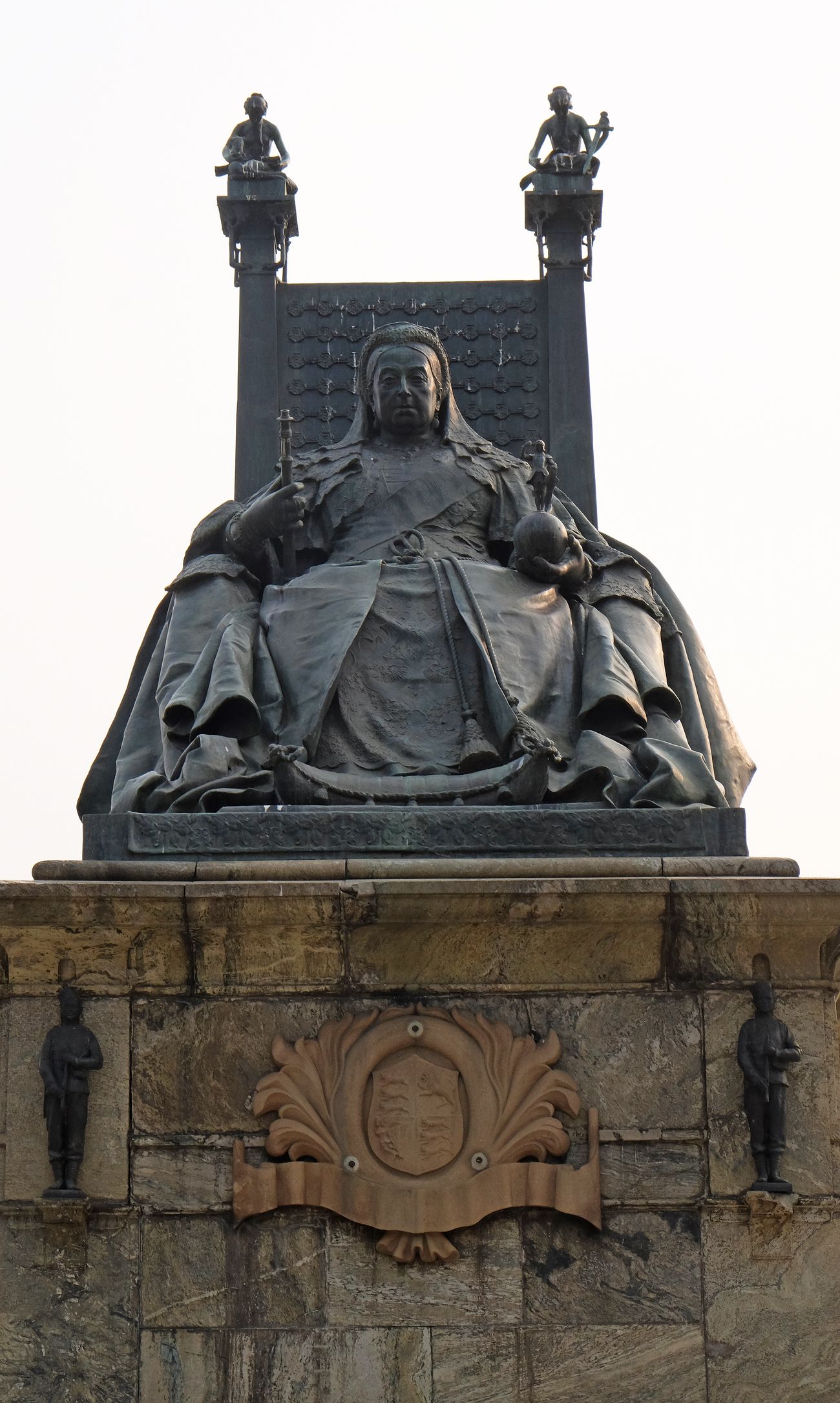 A bronze statue of Queen Victoria located on the grounds of Victoria Memorial in Kolkata, West Bengal 