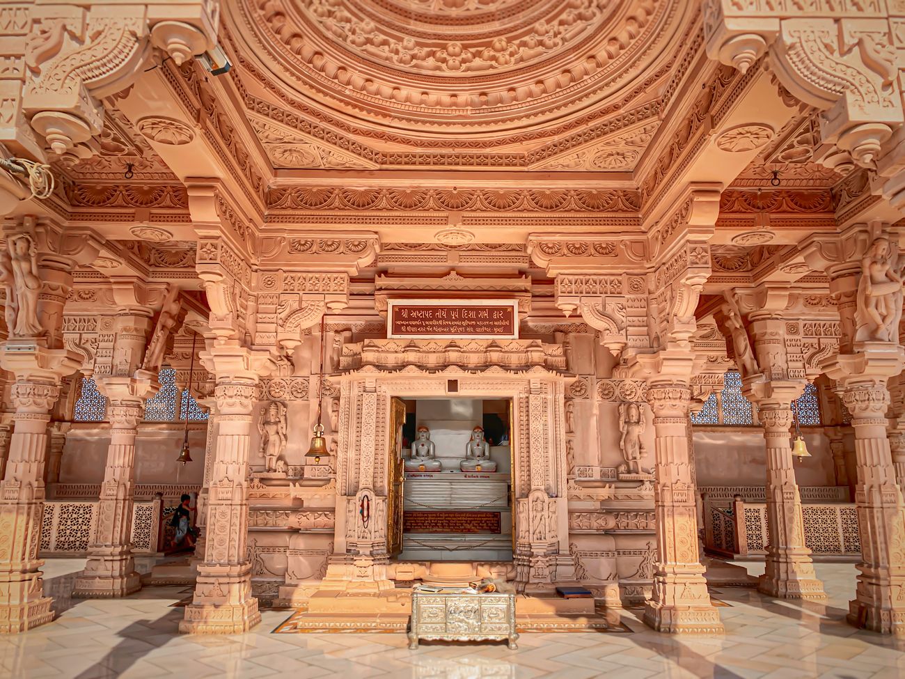 A magnificent study in pink of a Jain temple near Nashik