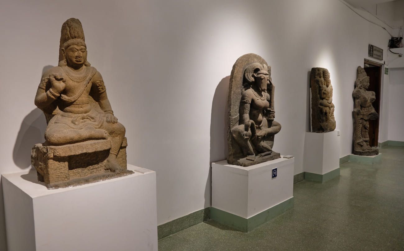 Ancient sculptures in the New Delhi National Museum which houses a collection of artifacts covering 5,000 years of Indian civilization, culture and history