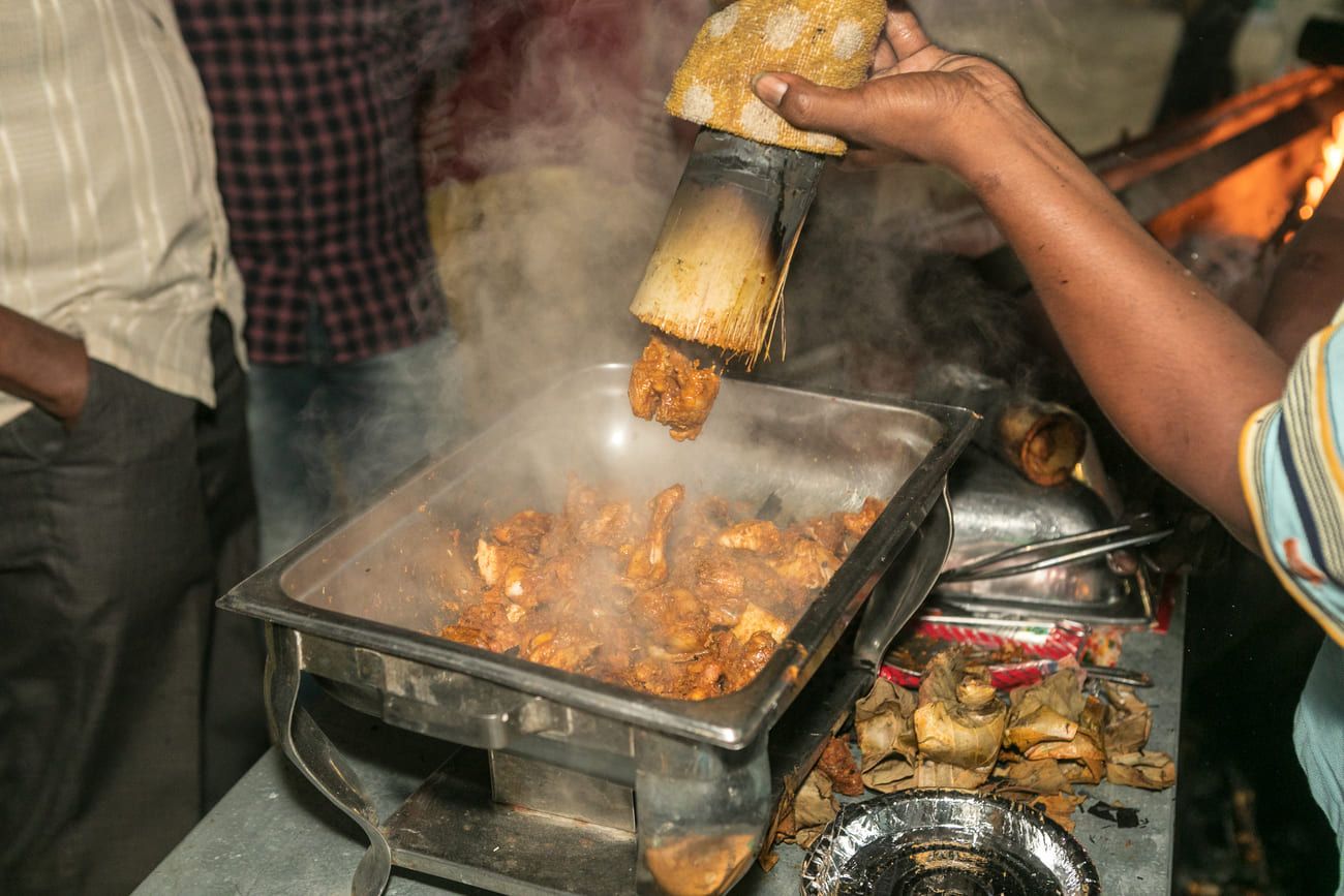 Bamboo Chicken is a delicious traditional tribal curry dish. The chicken is stuffed into the bamboo shoots and cooked over the fire 