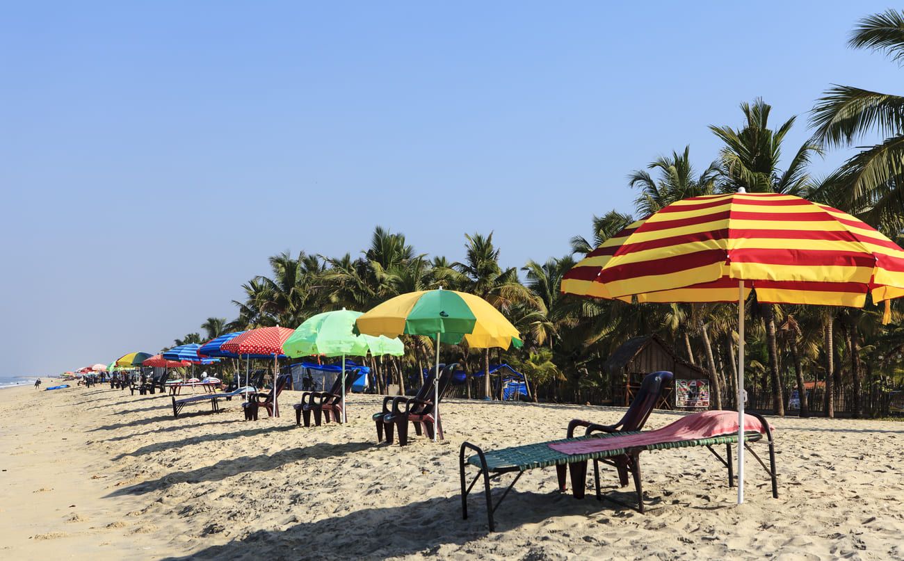 Colorful umbrellas on a perfect beach