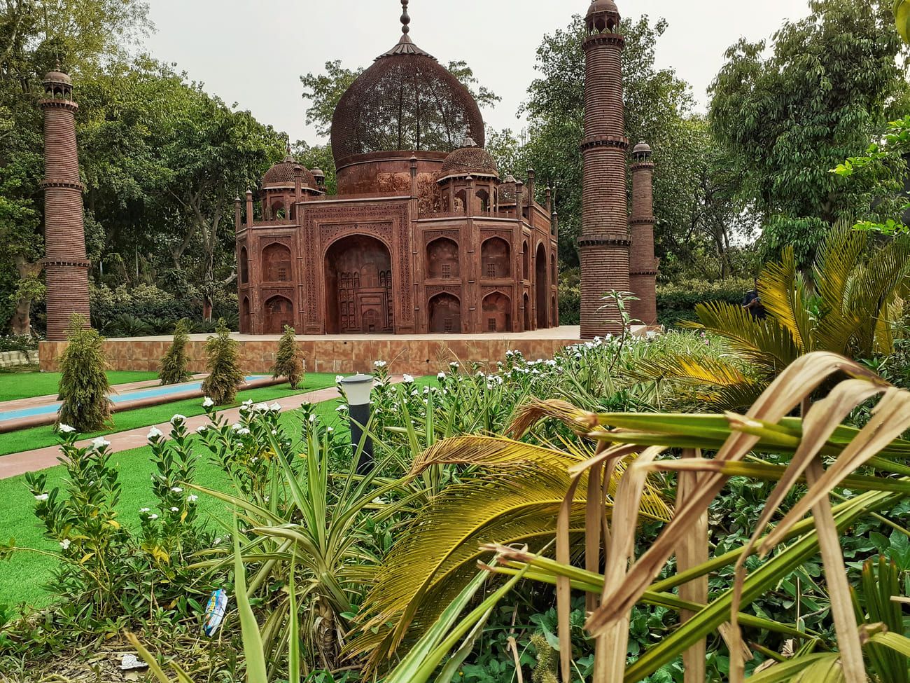 Magnificent replica of the Taj Mahal, made from waste material, near the Nizamuddin Metro station, New Delhi 