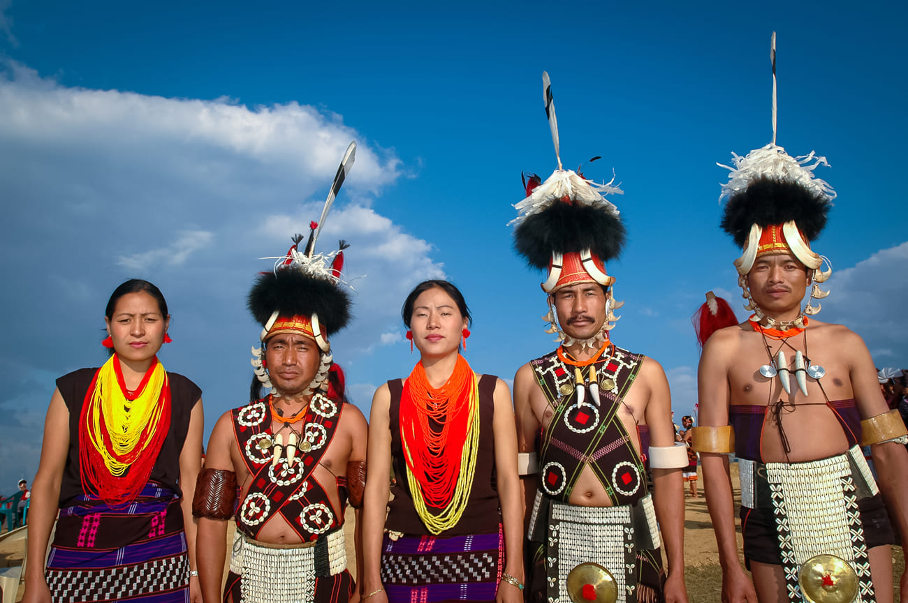 members of the konyak naga pose for a portrait