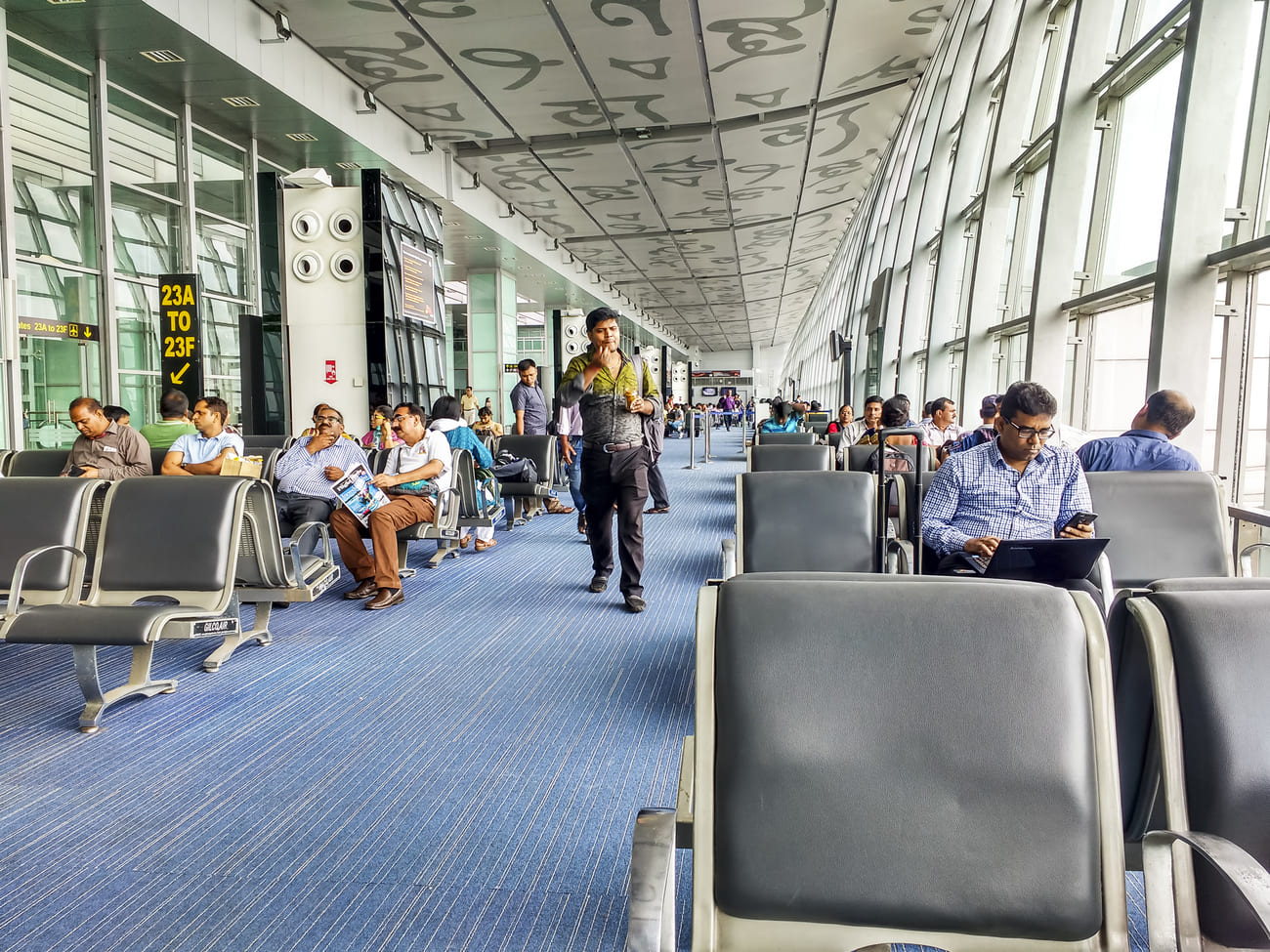 Netaji Subash Chandra Bose, Eastern India's largest international airport in Kolkata, where passengers are awaiting their flights in the departure lounge 