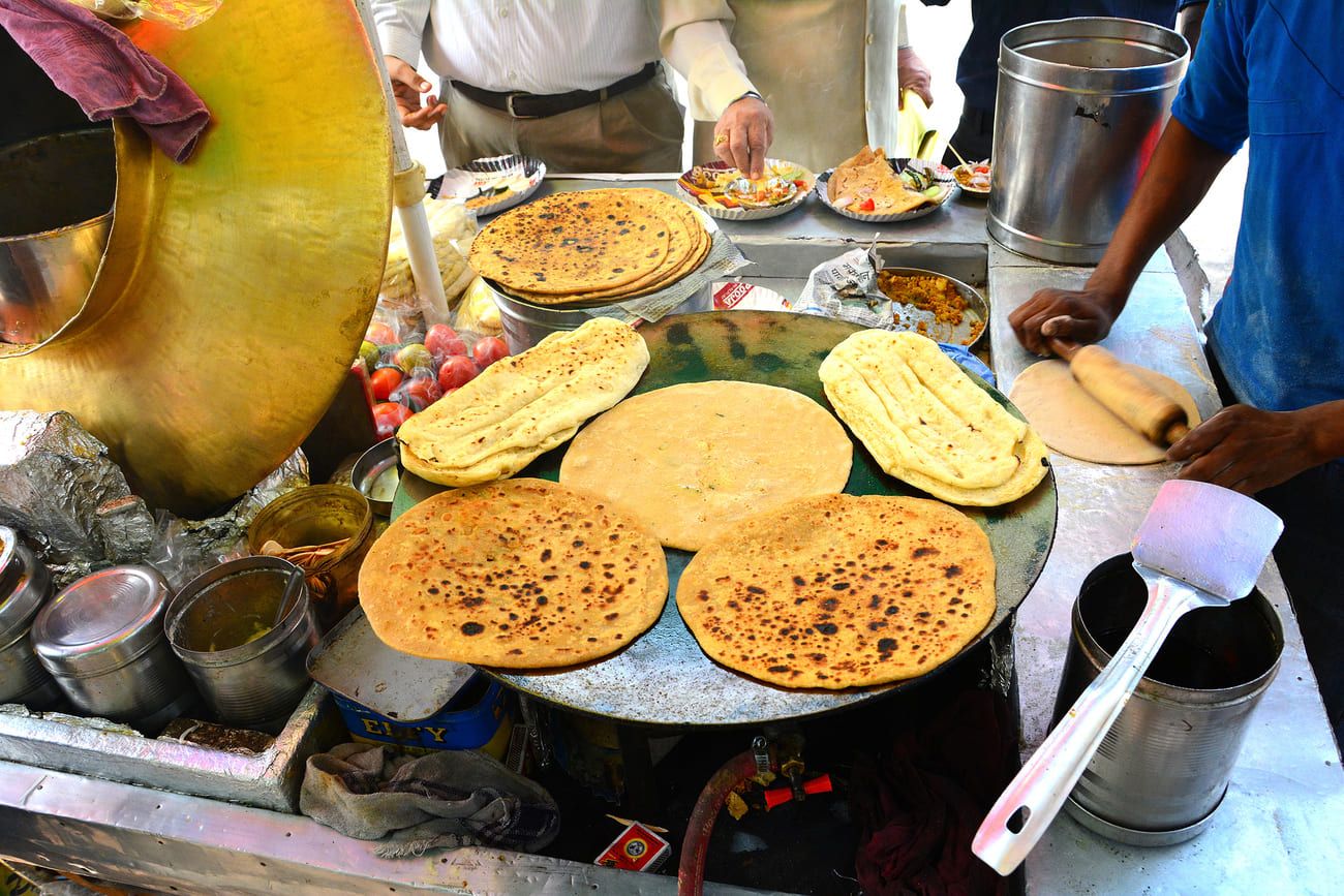 Parathas can be found anytime of the day and just about everywhere in Delhi. Why not try a different filling every time? 