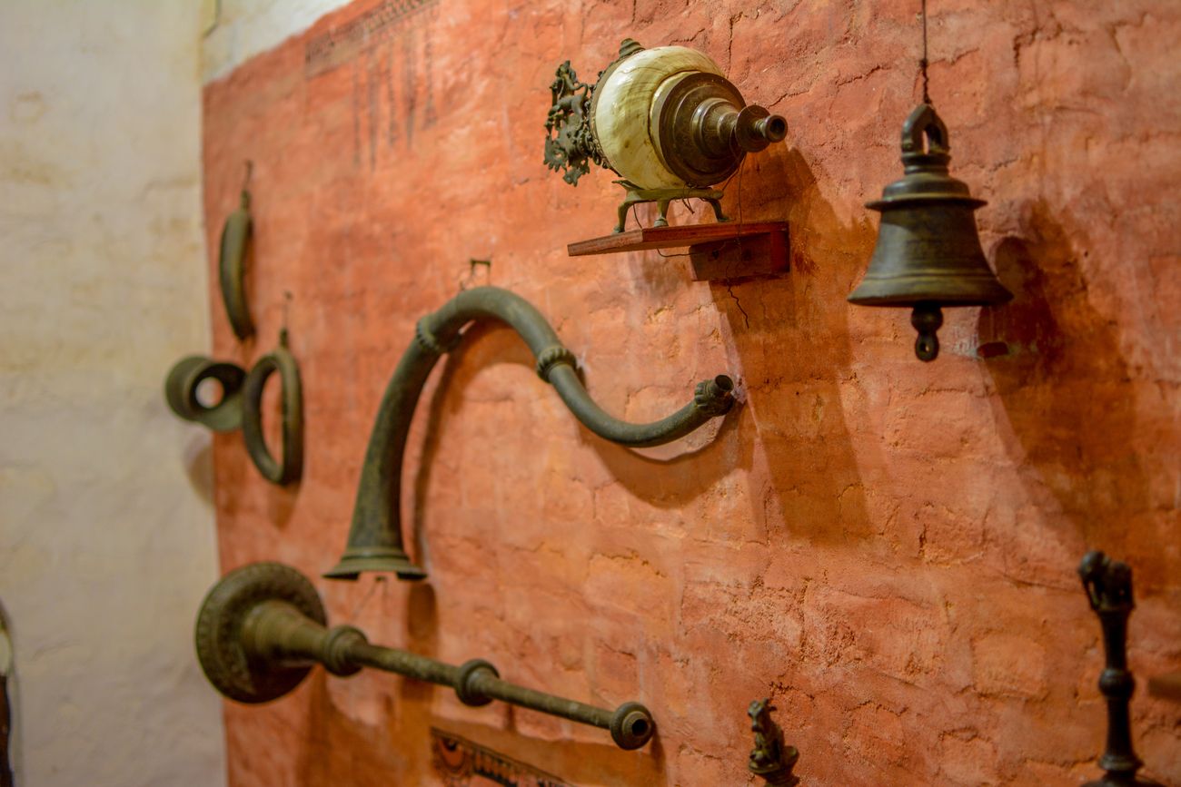 Some of the ancient brass items saved by dancer Chandralekha over 40 years exhibited at the Dakshina Chitra Museum