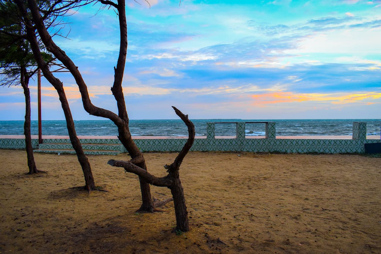 Spectacular sunset over Kushi Beach, Rameshwaram, Tamil Nadu