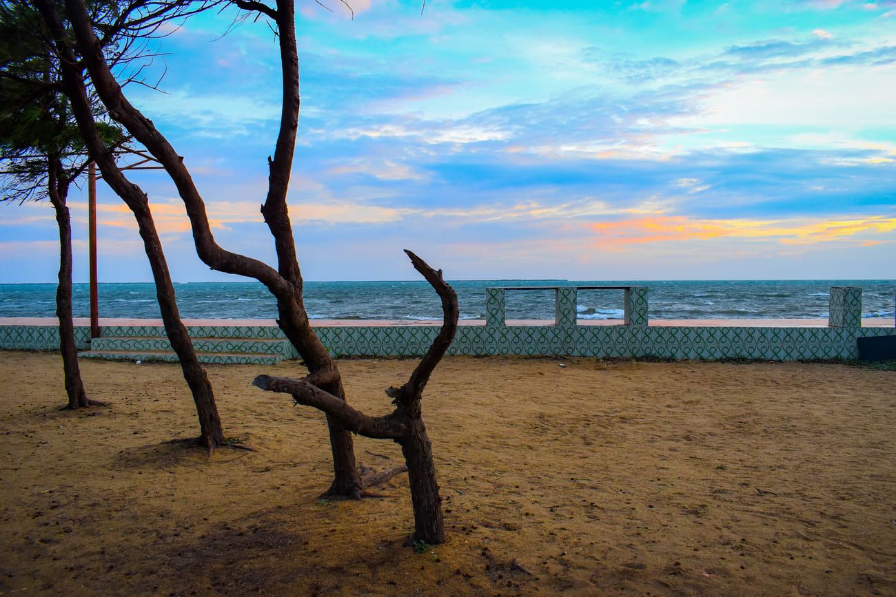 Spectacular sunset over Kushi Beach, Rameshwaram, Tamil Nadu 