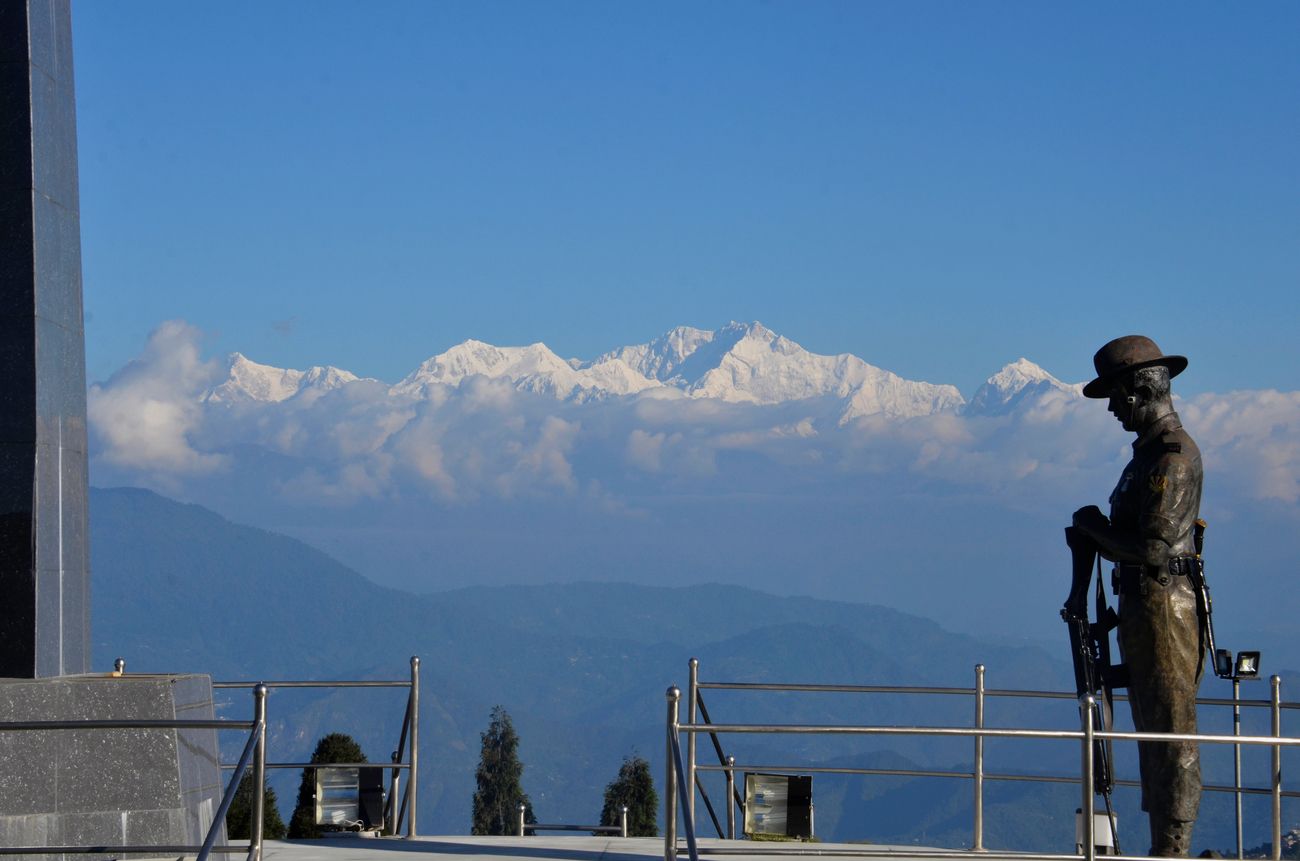 The Darjeeling War Memorial is dedicated to the Gorkha soldiers of the region, and is located at the centre of the Batasia Loop garden, overlooking Mount Kanchenjunga 