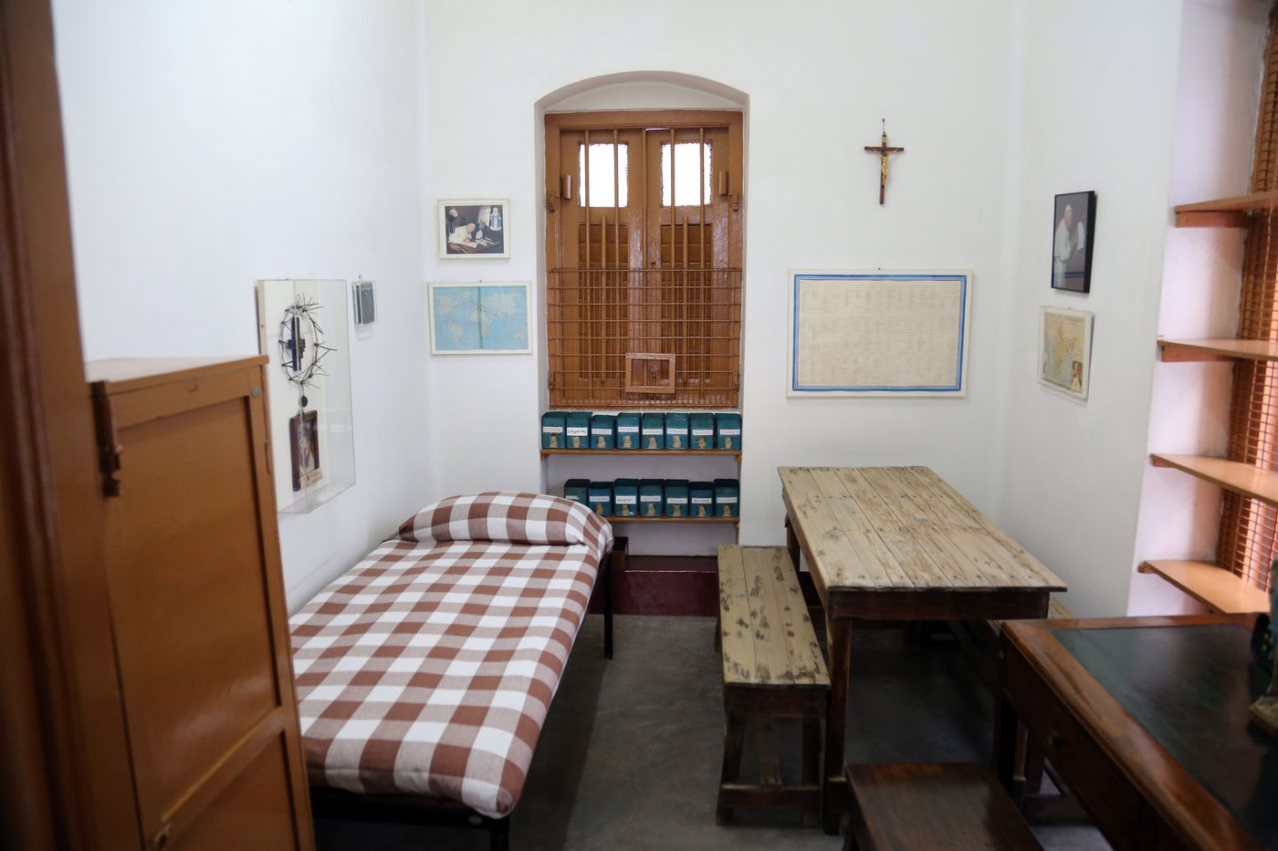 The simple, modest room at Mother House where Mother Teresa lived and was buried after her death