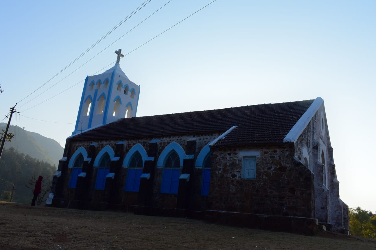 The village church in Araku seen in the early morning light 
