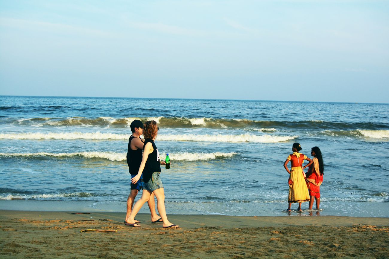 Tourists and locals alike enjoy spending time on Marina Beach in Chennai