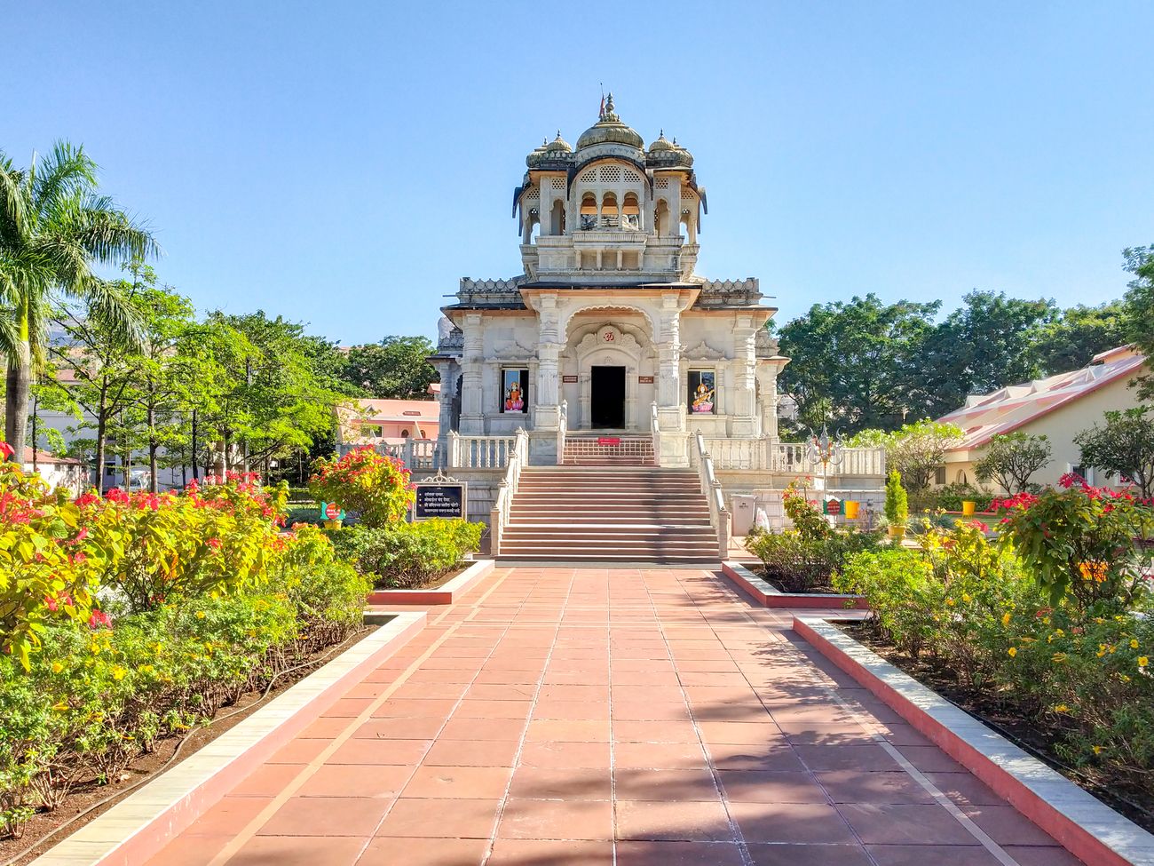 View of the entrance to the impressive Gajanan Maharaj Temple in Tryambak