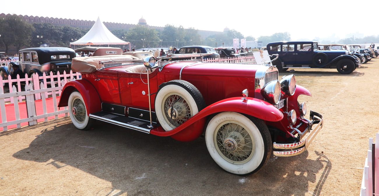 Vintage vehicles at a vintage car rally and exhibition in Delhi, India 