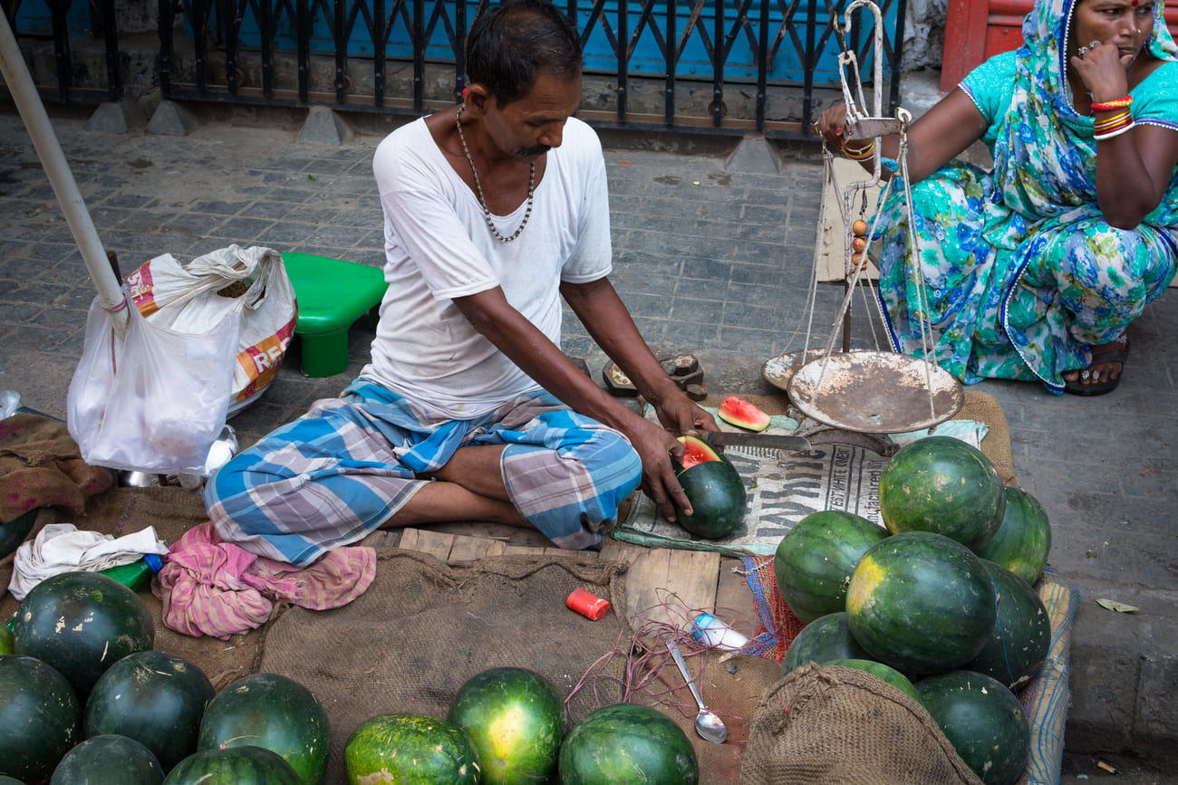 Watermelons on sale on the streets of Kolkata 