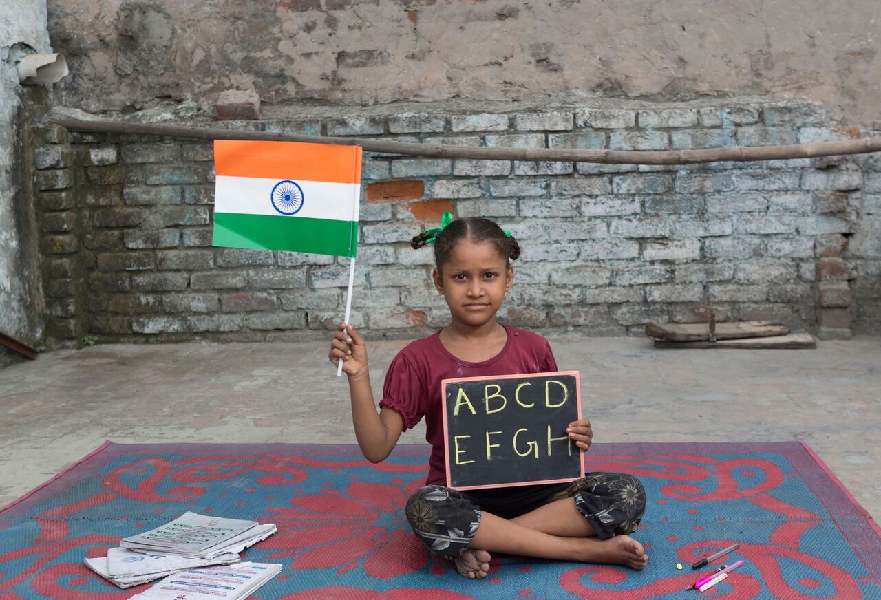 1 the flag of India with girl