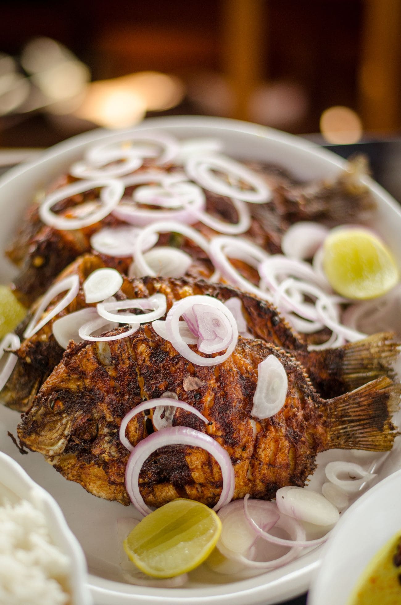 the platter at a restaurant in Kumarakom, Kerala