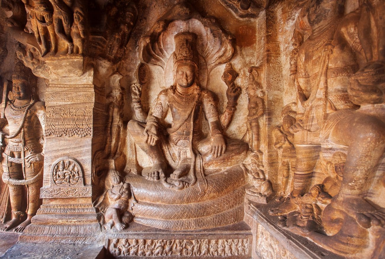 Indian rock-cut architecture wherein Hindu Lord Vishnu
