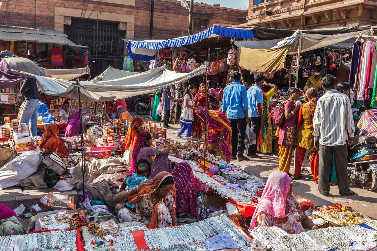 Visitors at the street market in Jodhpur