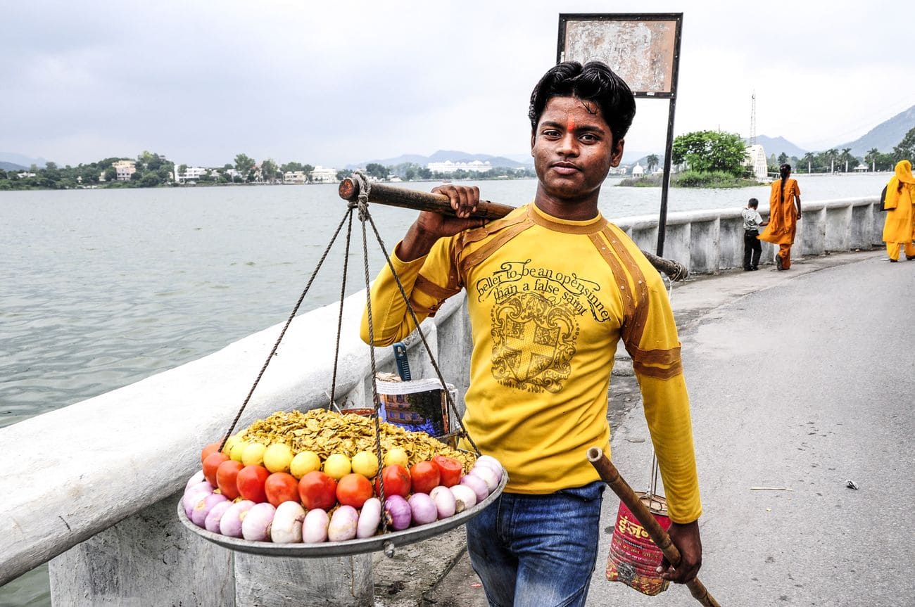 A young street snack vendor in Udaipur