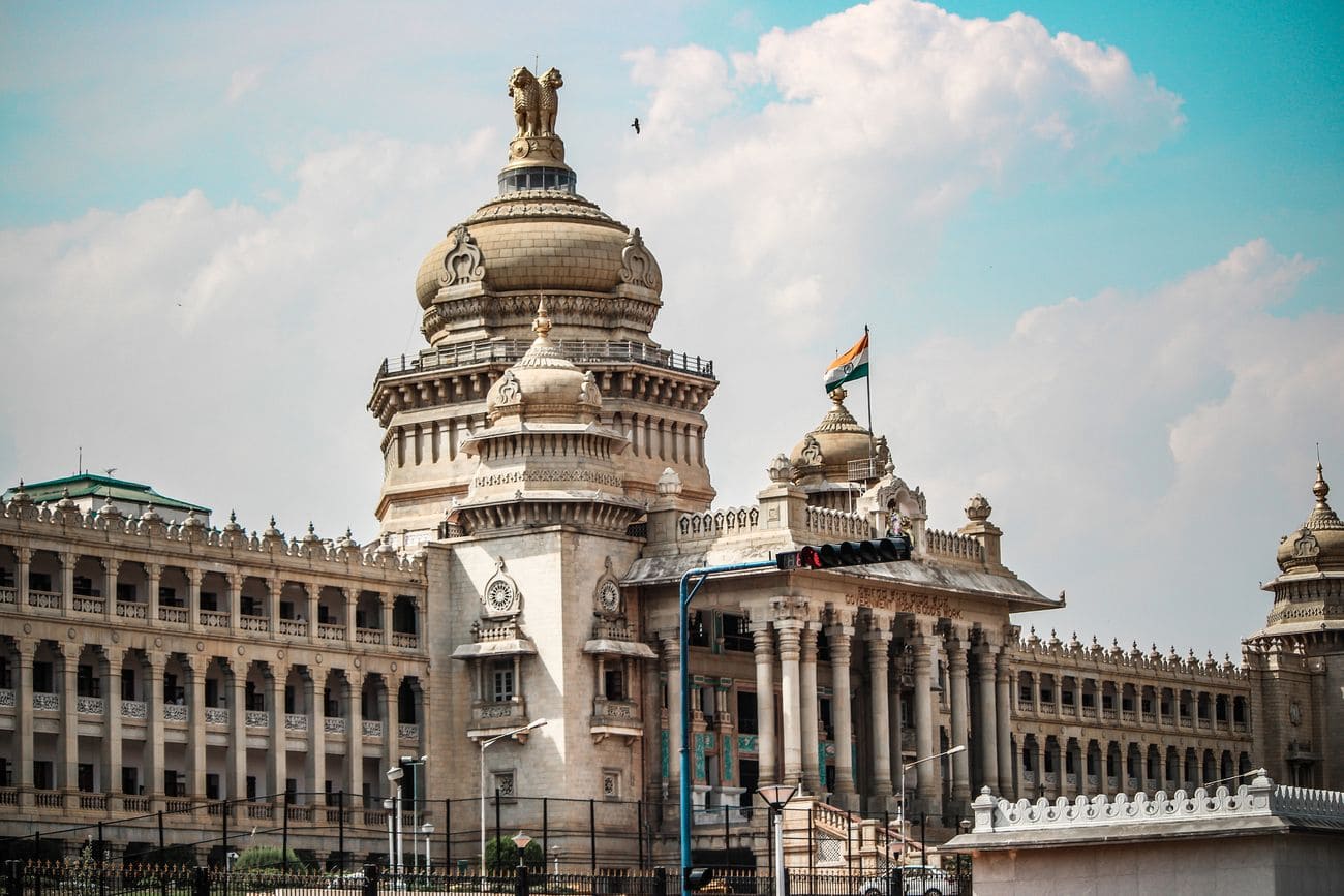 Indian flag on the rooftop of Bangalore assembly house