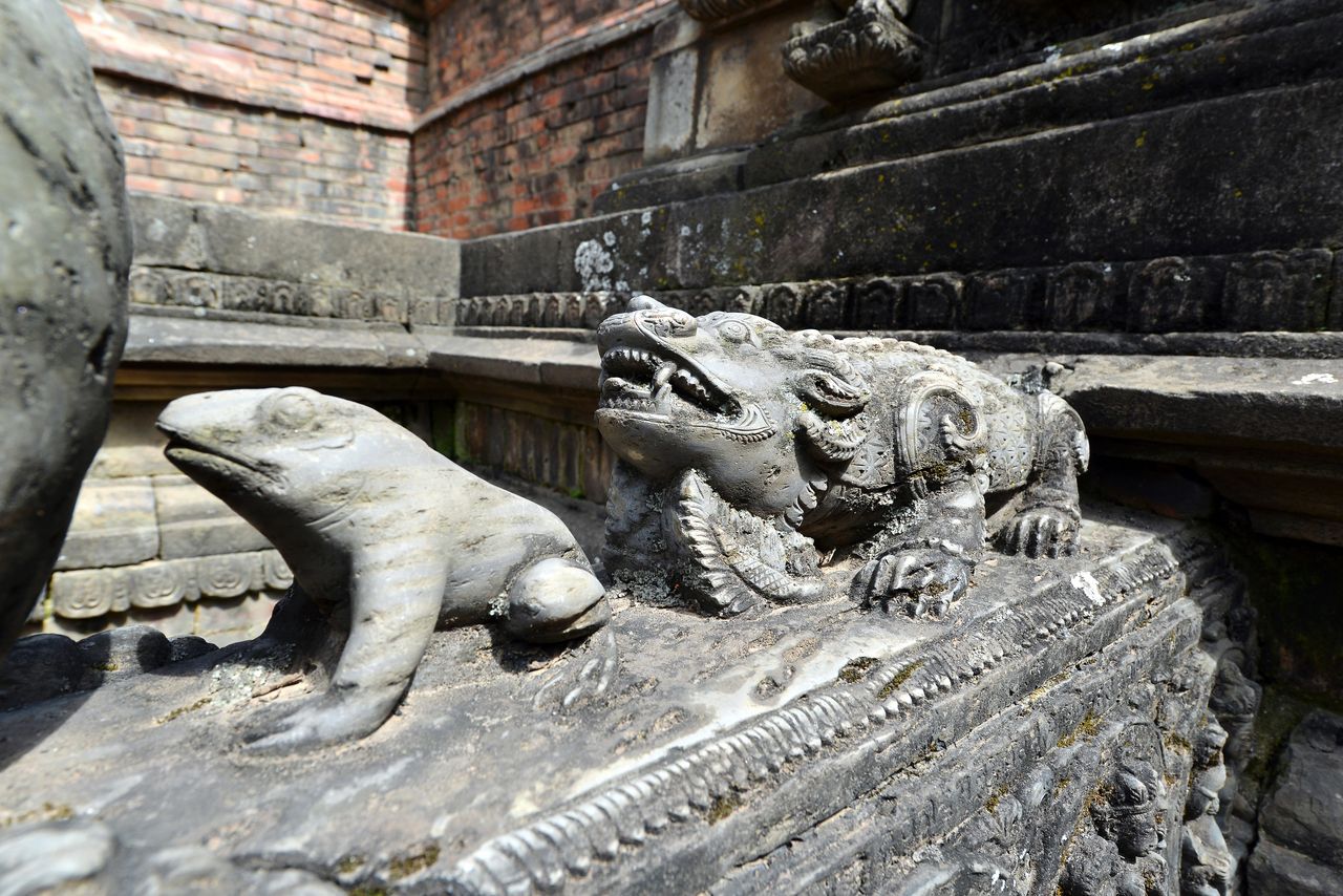 Carved stone fountain in Pashupatinath