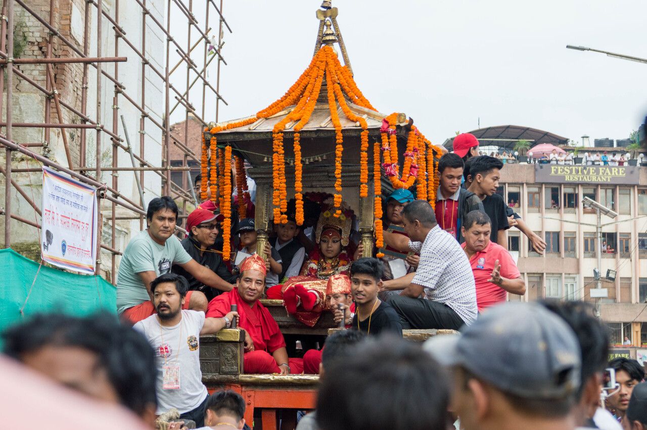 Nepalese people celebrating the Kumari Jatra Festival kumari nepal