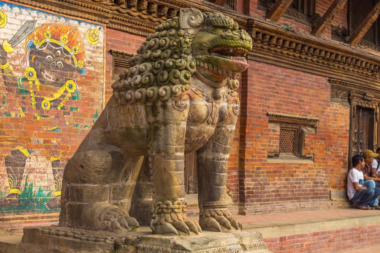 ancient statue Patan Durbar Square. Patan