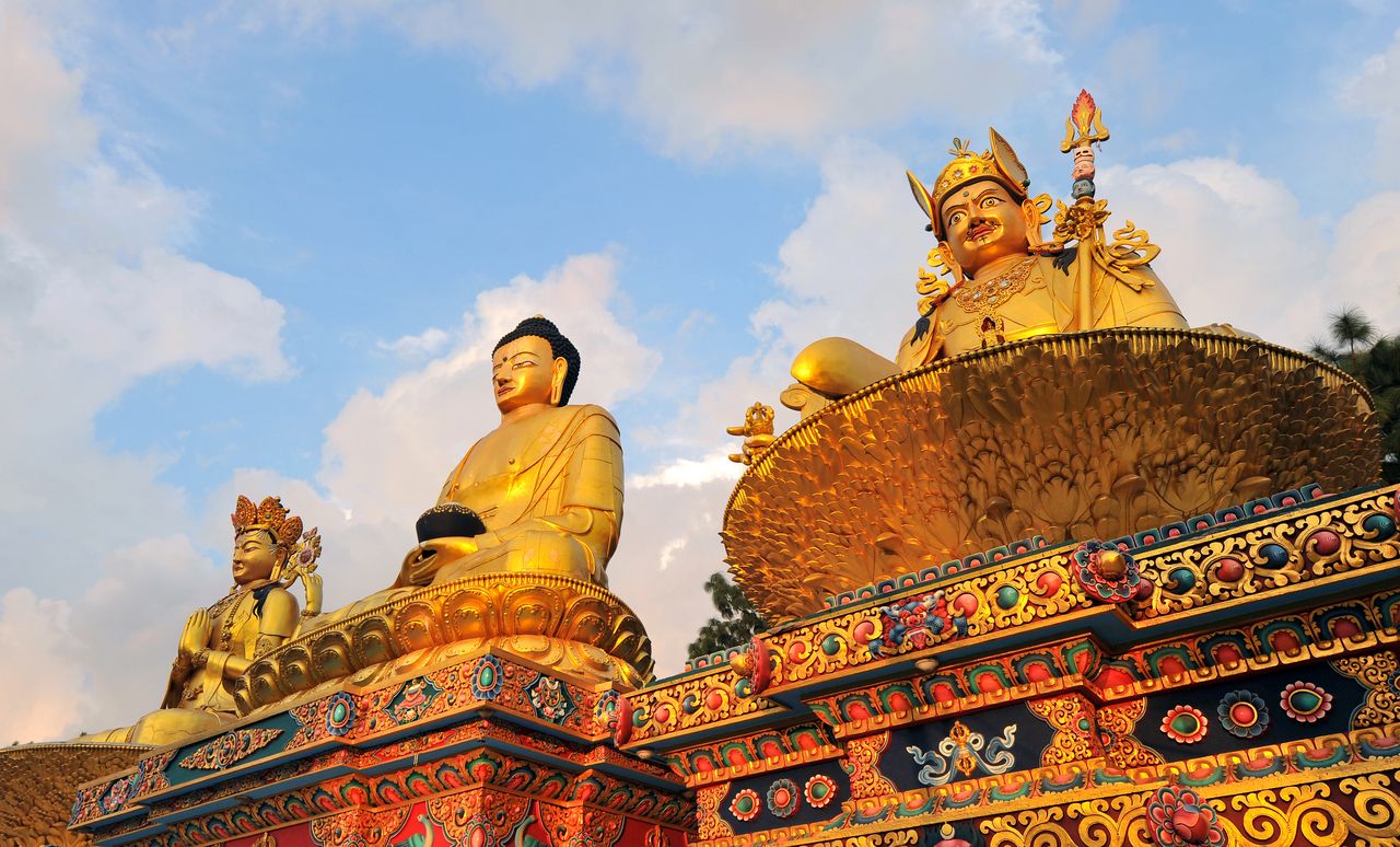 Golden buddha statues swaymbhunath kathmandu