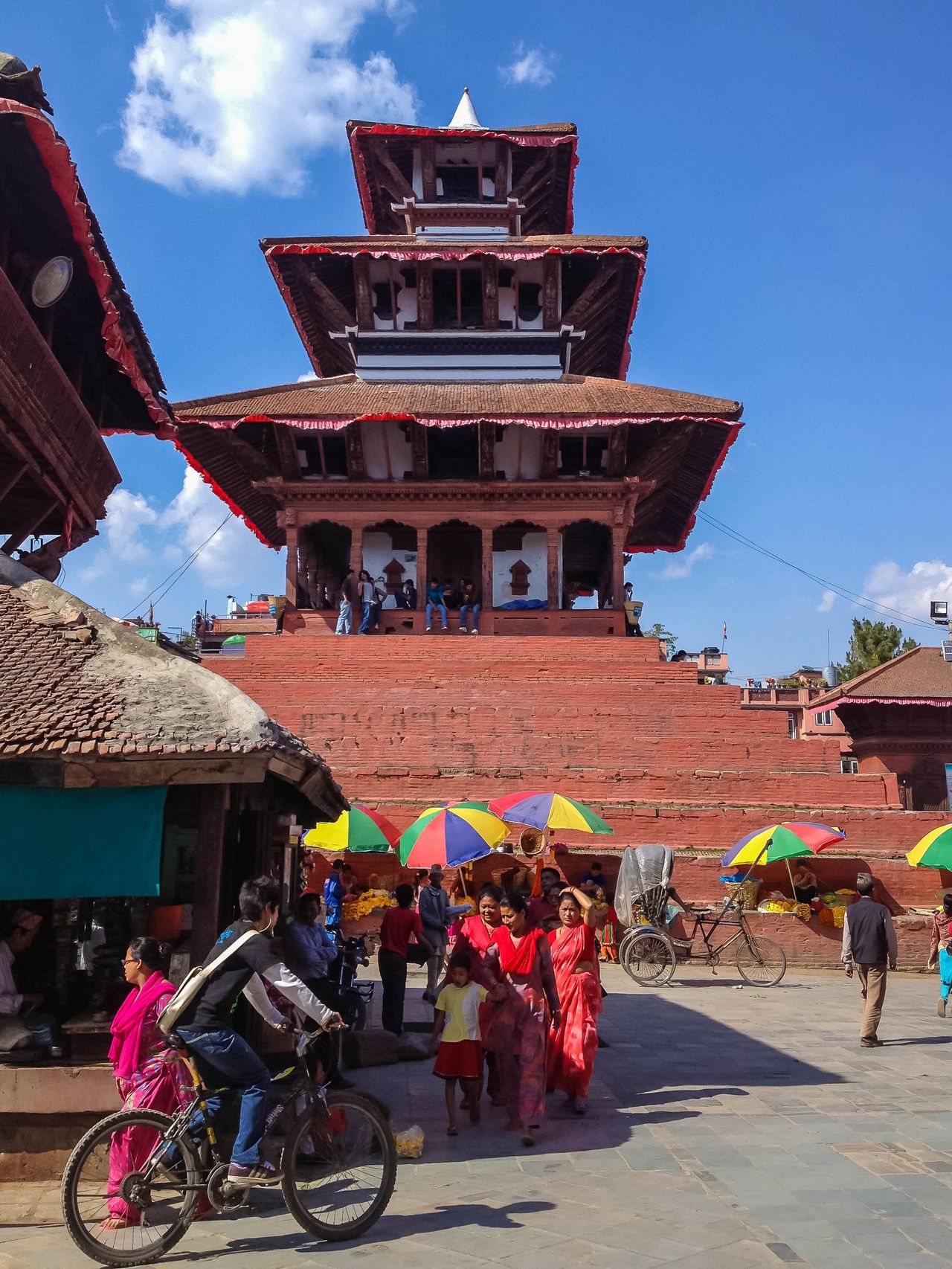 People walk on ancient basantpur square old Royal Palace