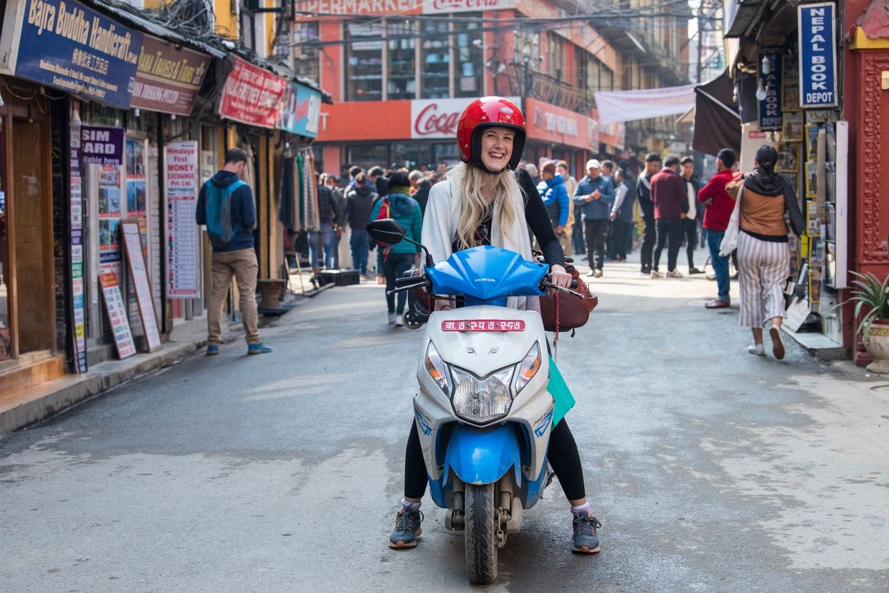 Tourists on the streets of the center of Kathmandu