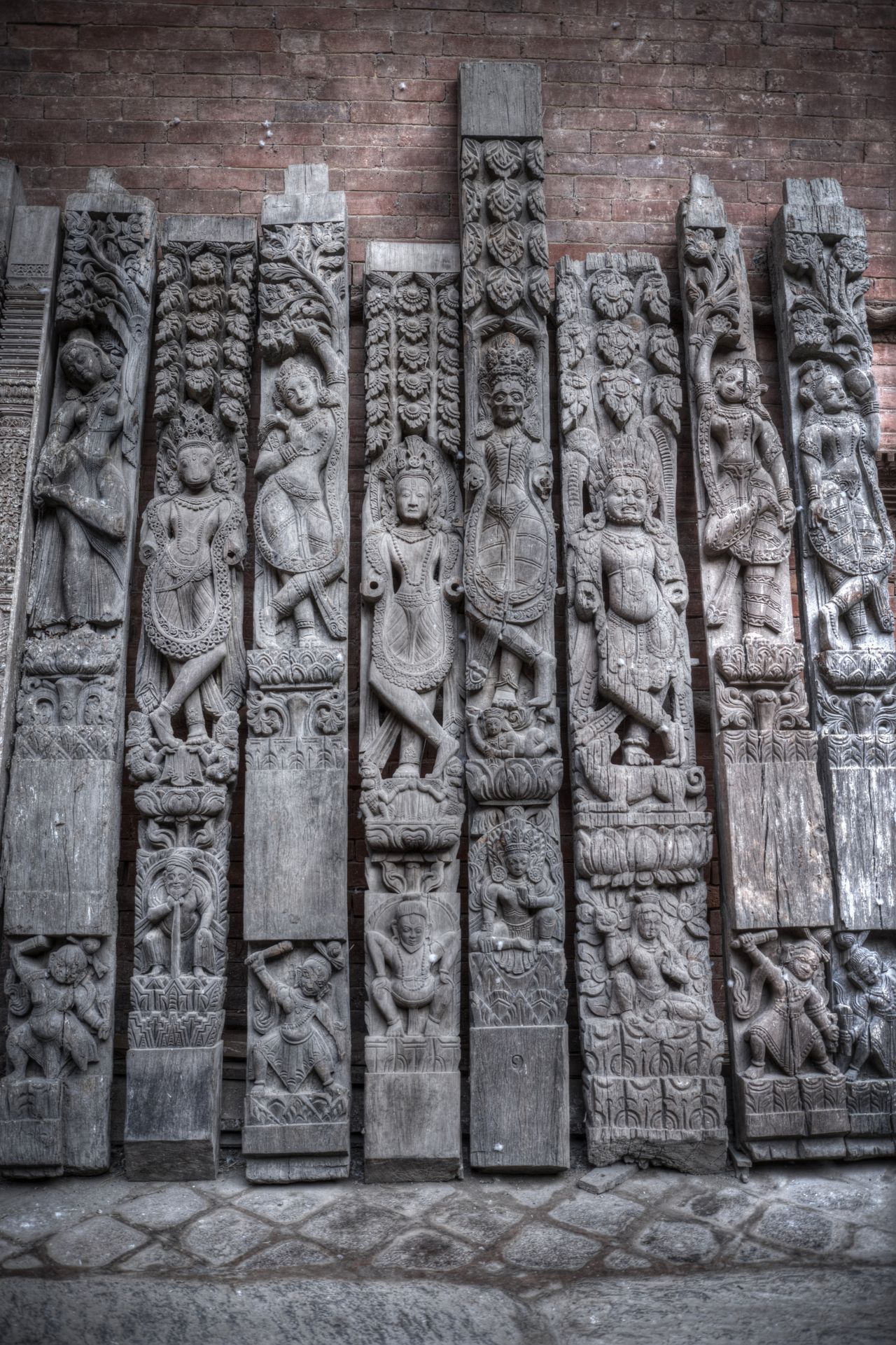 ancient statues of Nepal carved from stone and wood