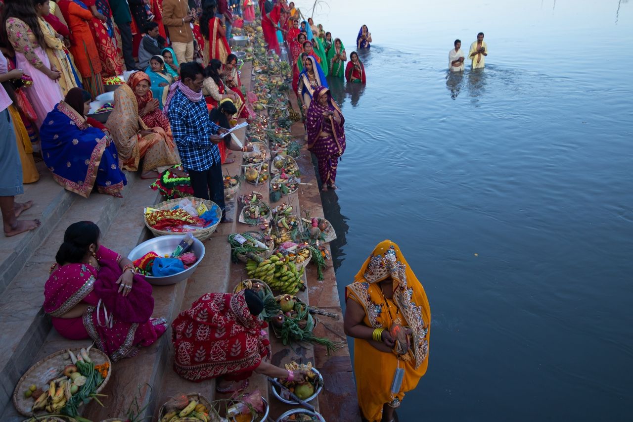 Kathmandu Devotees worship banks of the river Bagmati in Kathmandu